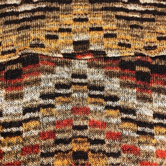 New Directions Orange Green Tan Chevron Print Knit Dress Long Sleeve Cowl Neck - Picture 5 of 16